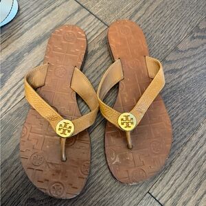 Tory Burch tan flip flops. Size 6.5